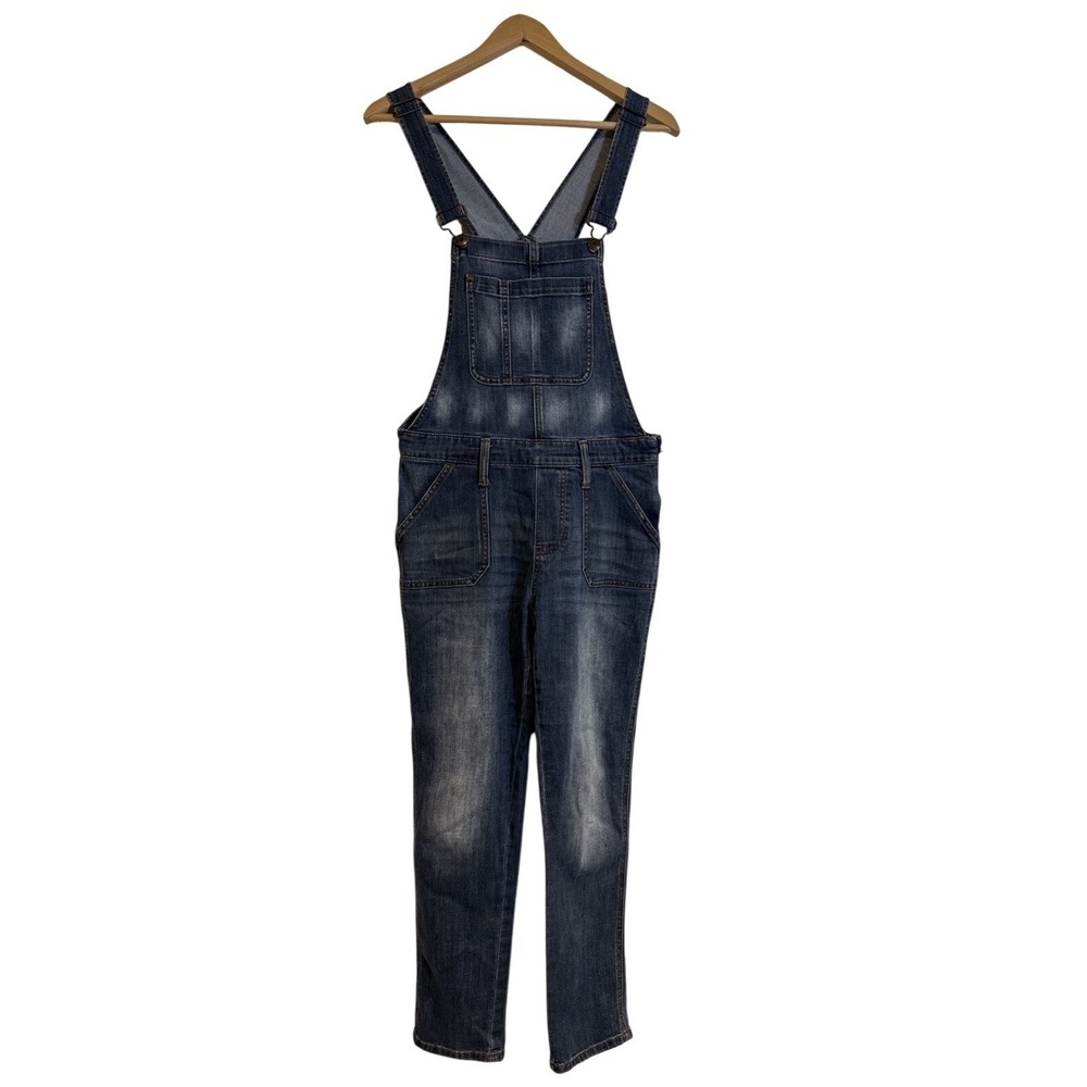Gap Crop Slouchy Industrial Overalls Size SMALL Denim Dark Blue Jean Faded Y2K